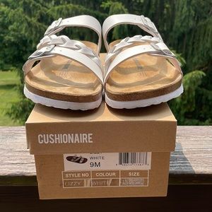 Cushionaire White Lizzy Cork Footbed Sandals
